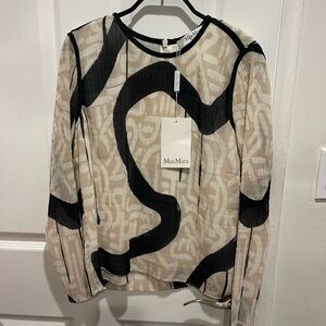 MaxMara Abstract Black and Cream Blouse